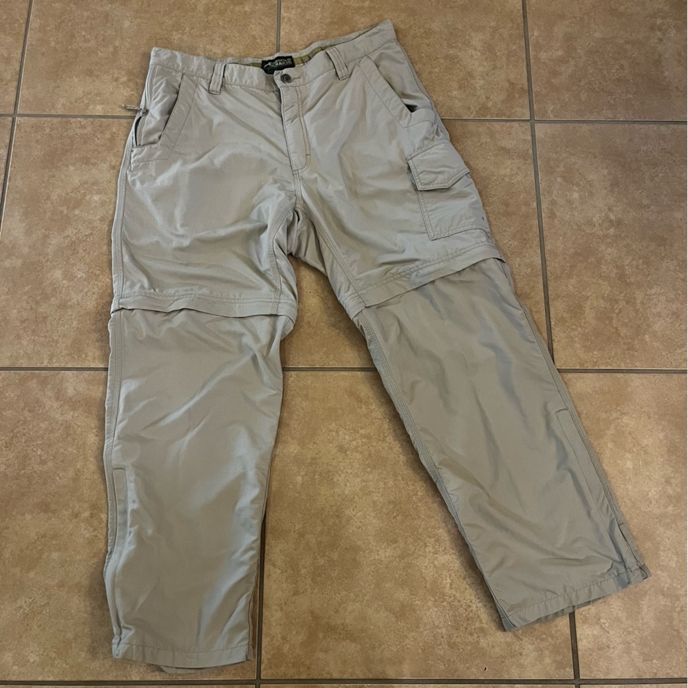 Mountain Khakis Convertible Pants Men 36x29* Khaki Chino Flat Front Straight Leg